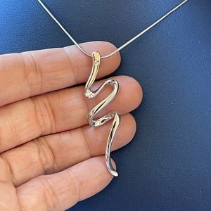 Sterling Silver Genuine Diamond Accent Snake Swirl Pendant Charm Necklace New